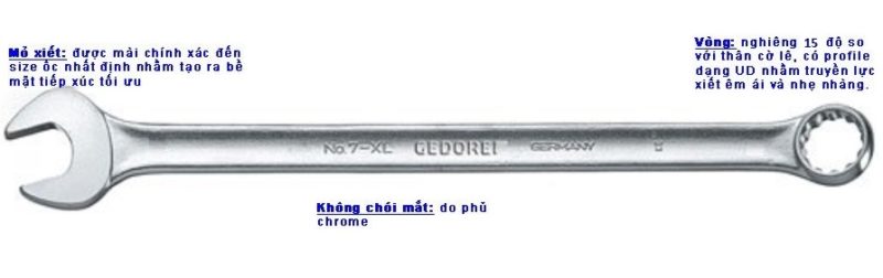 Cờ lê vòng miệng loại dài size 15mm Gedore 7XL-15